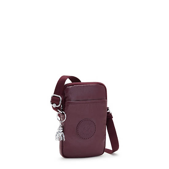 Kipling Tally Metallic Crossbody Mobilveske Burgunder | NO 1845NW